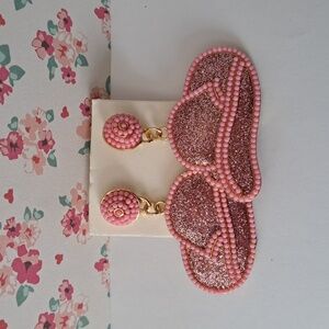 Pink Beaded Cowboy Hat Earrings